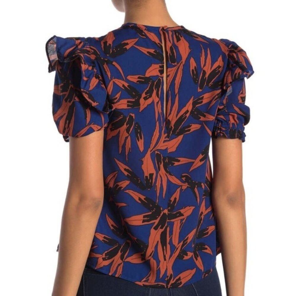 Walter Baker Blue Ruffle Blouse. Xsmall - Picture 2 of 3